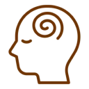 Head outline featuring a spiral pattern